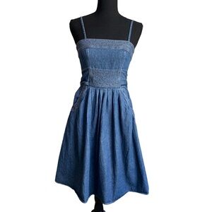 DFW 💯% Cotton Women’s Spaghetti Strap Denim Dress Size 3/4